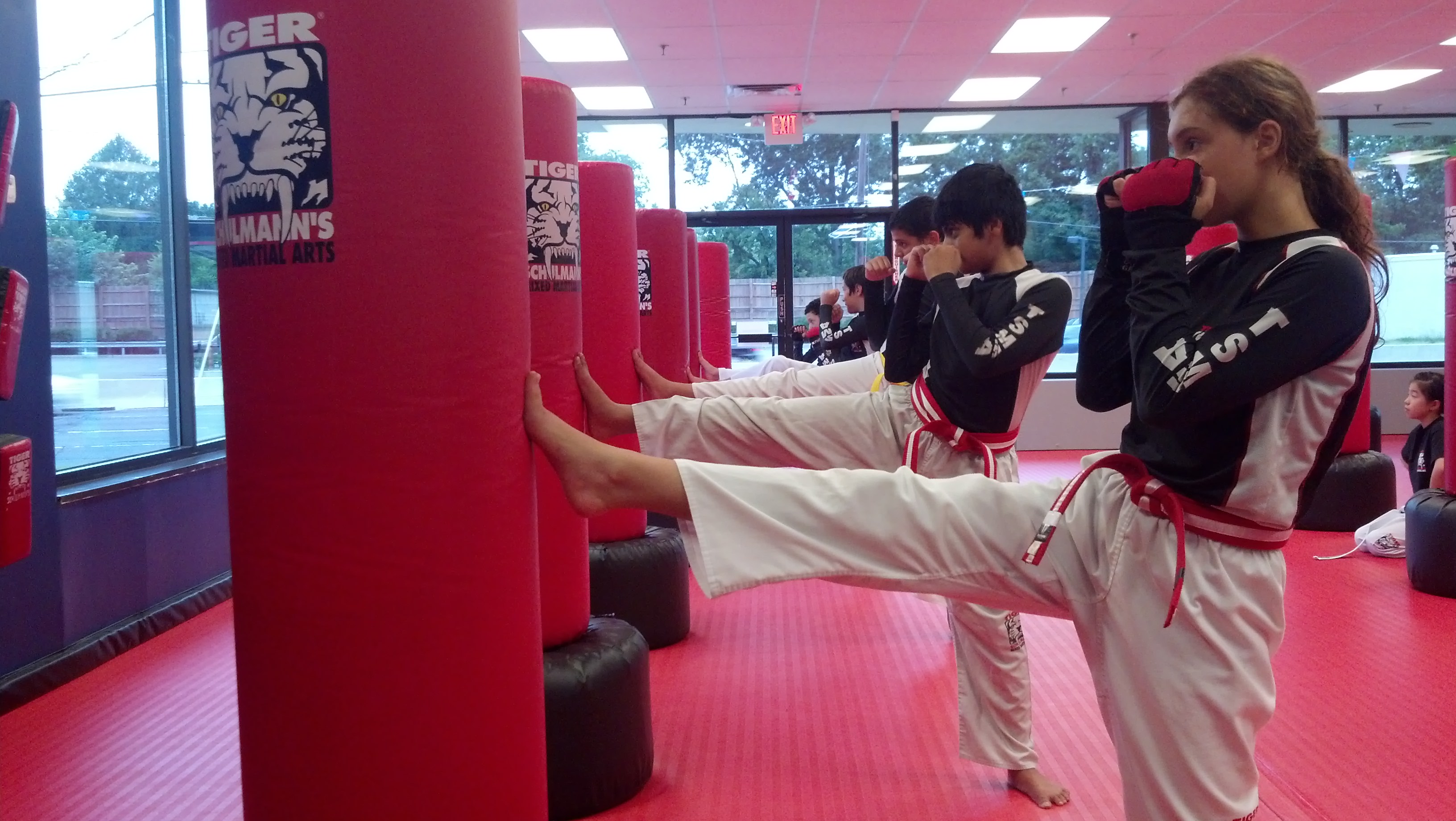 Tiger Schulmann's Martial Arts | Teens Kicking Bags
